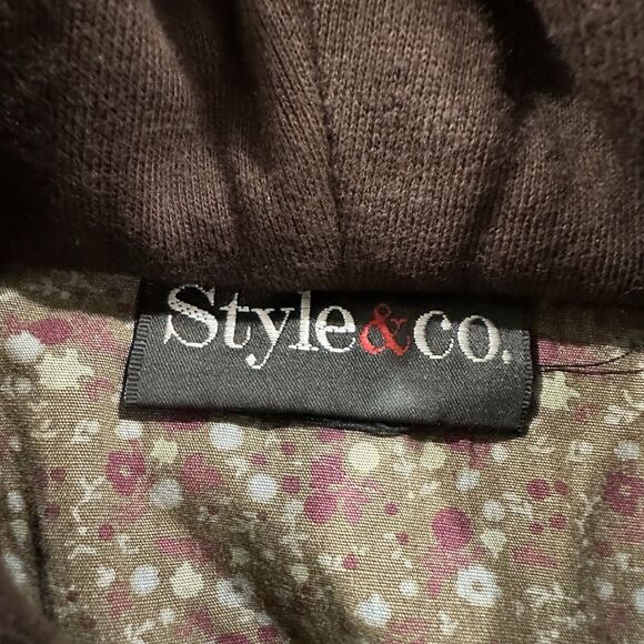 Style & Co Jacket Women's Medium - Large Hooded Distressed Denim Button - Picture 2 of 9